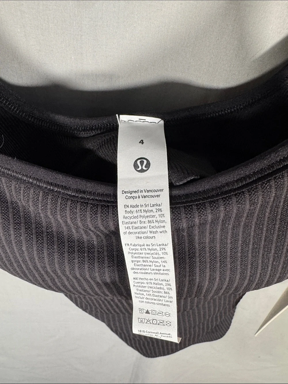 Lululemon NWT Ebb to Street Scoop-Neck Cropped Tank Top Black Bra B/C Size 4 - Picture 4 of 7